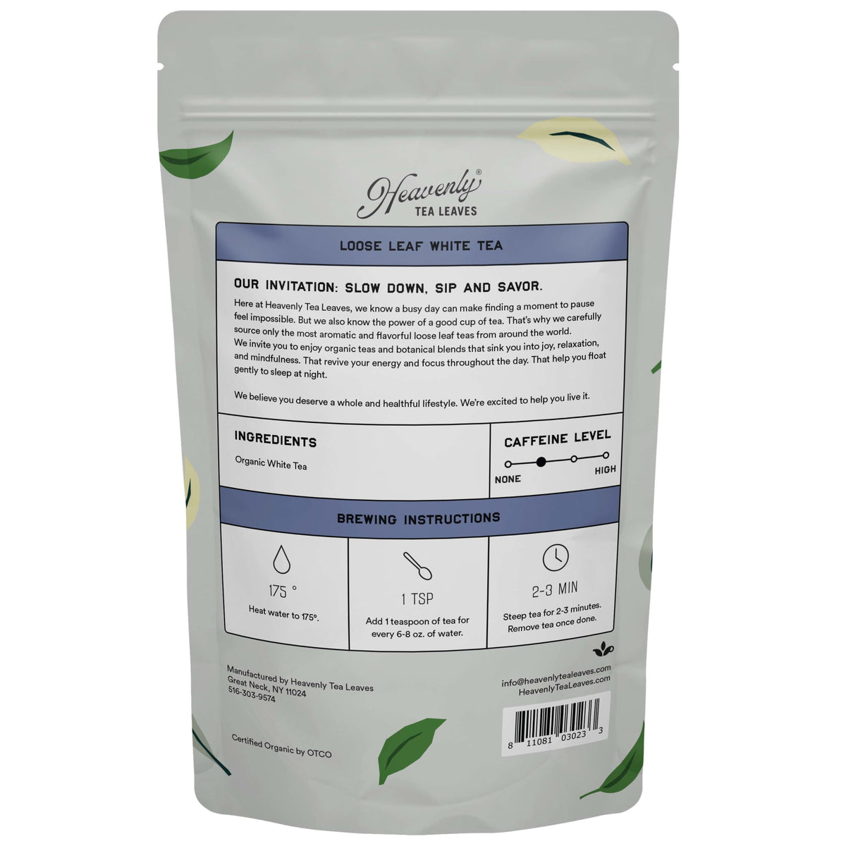 Heavenly Tea Leaves Organic Silver Needle , Bulk Loose Leaf White Tea, 1 lb. HNW323