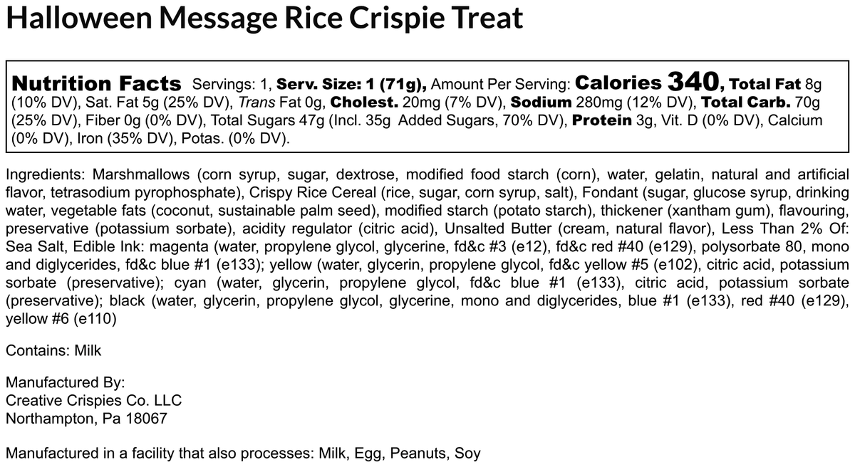 Halloween Message Rice Crispie Treats