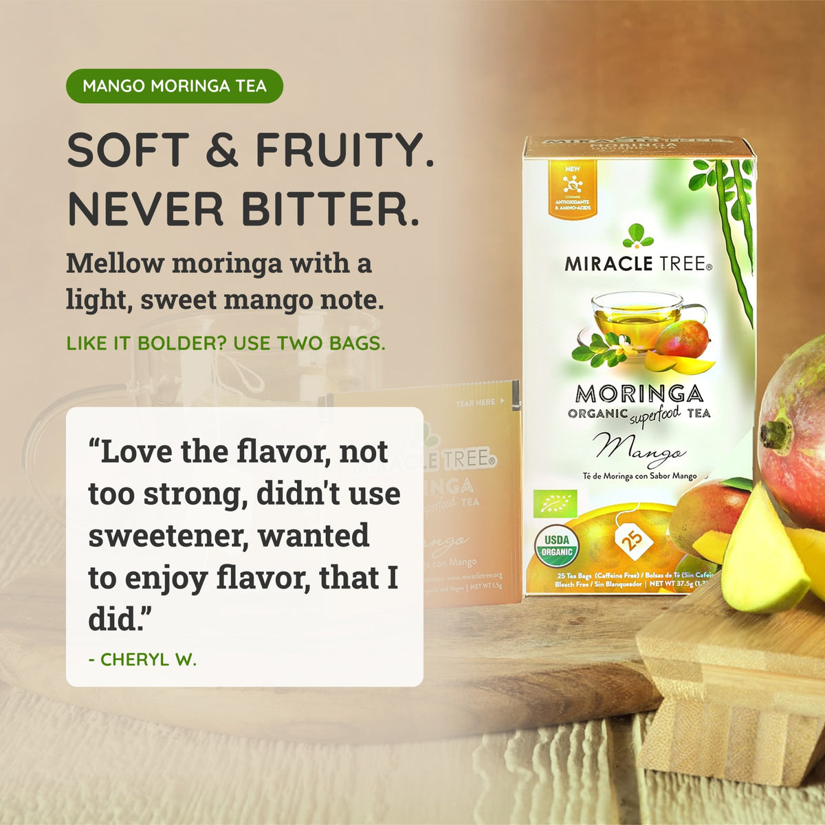 Organic Moringa Herbal Tea, 25Ct MT-MNG-25