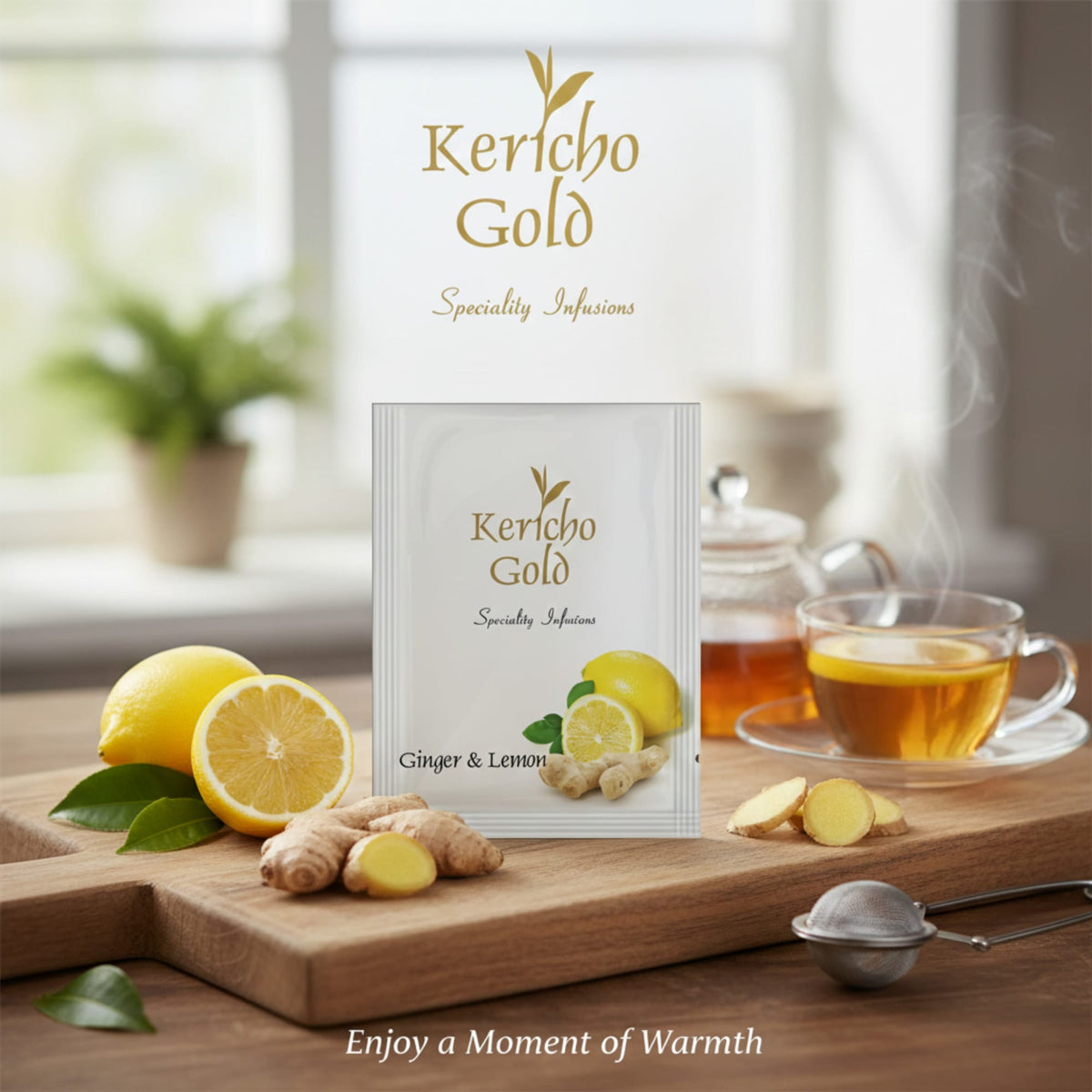 Kericho Lemon Ginger Tea — 1000 Wrapped Tea Bags — Spicy Ginger, Lemon Peel & Lemongrass FSTEA1