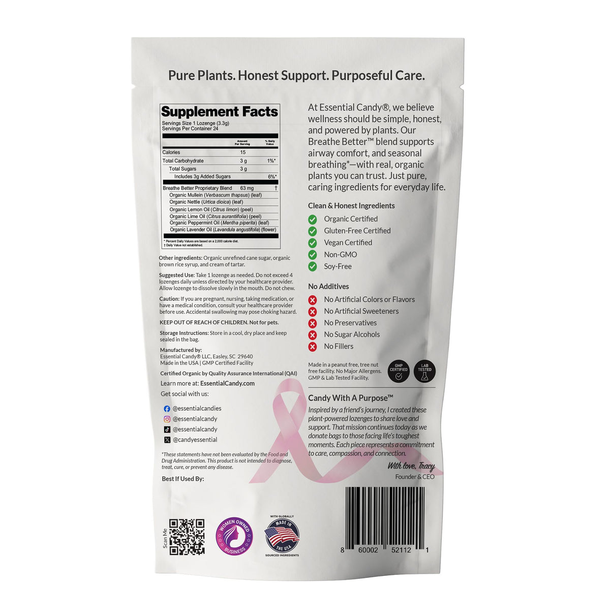 Breathe Better Organic Botanical Lozenges – Seasonal Allergy & Breathing Support – Lemon, Lime, Peppermint, Lavender, Nettle Leaf, Mullein – Gluten-Free, Non-GMO, Vegan* ECSBC002 - 4