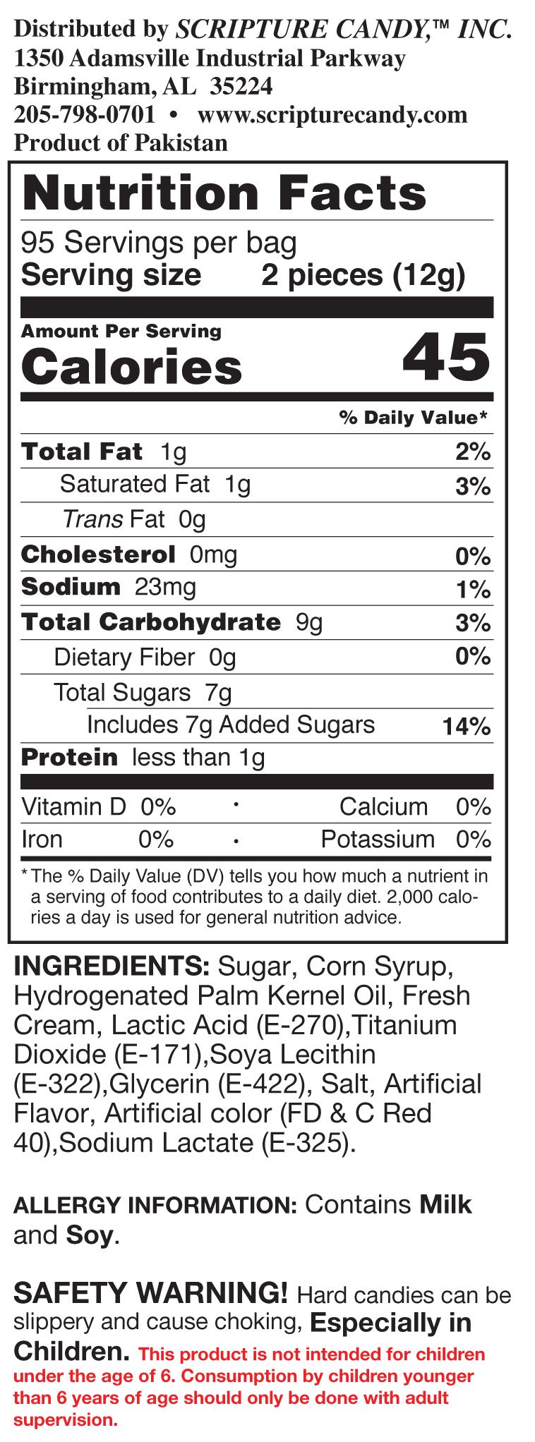 Strawberries & Cream Hard Candy 2.5lb Bag, 180 Pieces 641520044664