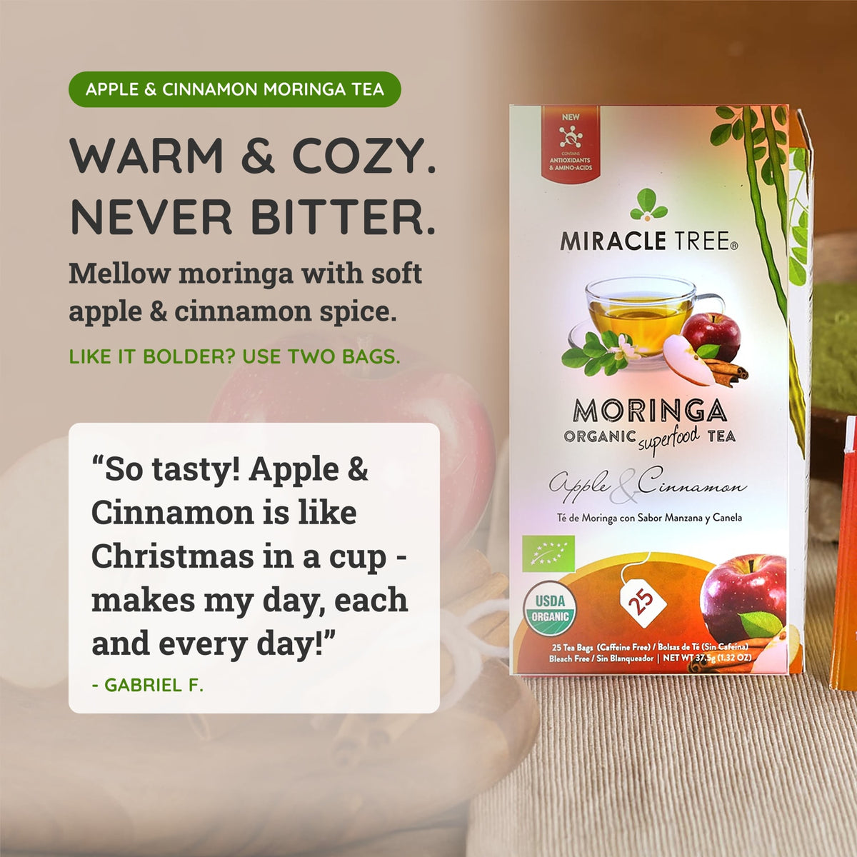 Organic Moringa Herbal Tea, 25Ct MT-APC-25