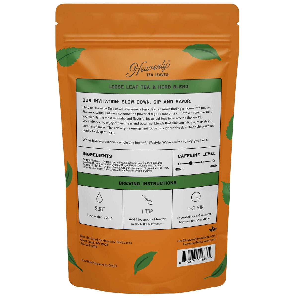 Heavenly Tea Leaves Organic Ginger Jazz, Bulk Loose Leaf Tea Tea & Herb Blend, 1 lb. HLR910