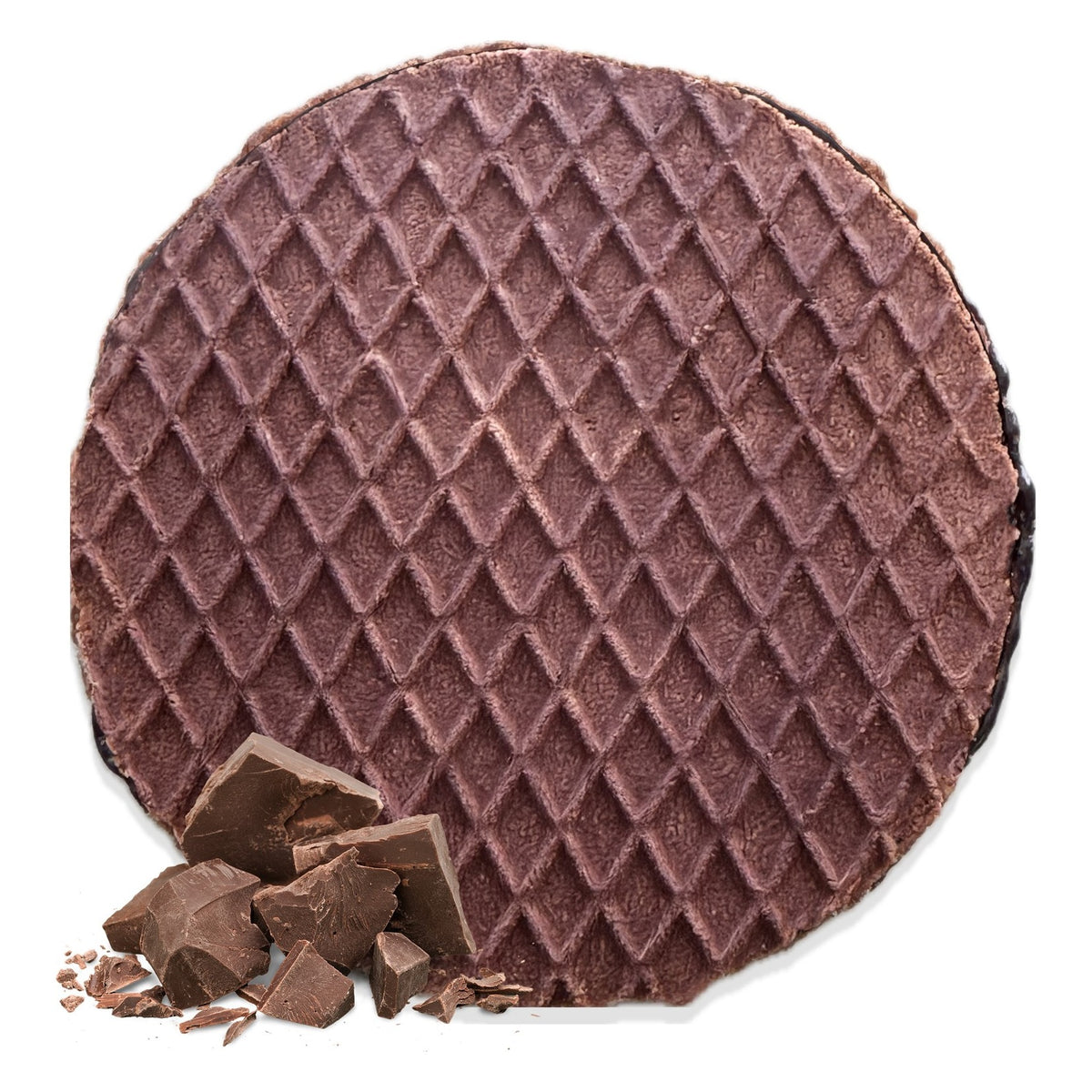 Close-up of 3 Bros Cookies Chocolate Brownie Stroopwafels as it comes out of the package