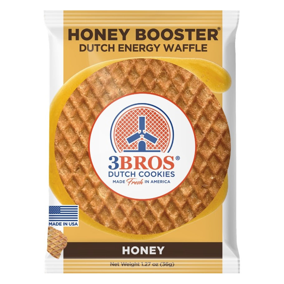 3 Bros Cookies Honey Booster Dutch Energy Waffles, front of the package