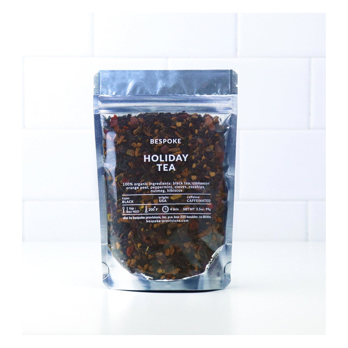 Bespoke Provisions Holiday Tea, Loose Leaf, front of the package