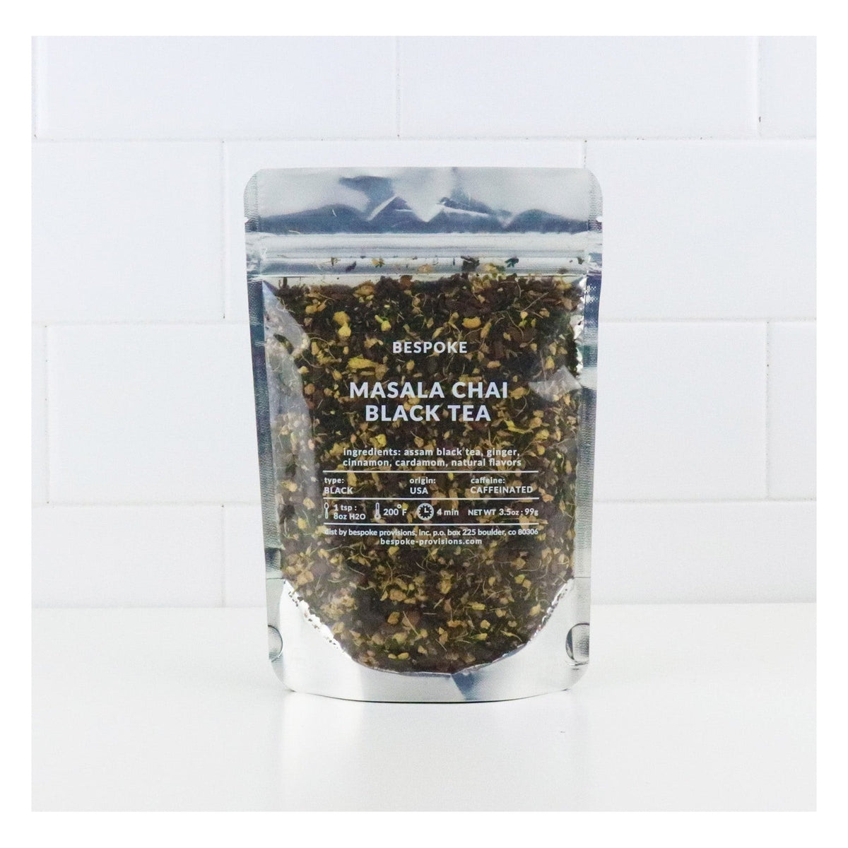 Bespoke Provisions Masala Chai Black Tea, Loose Leaf, front of the package