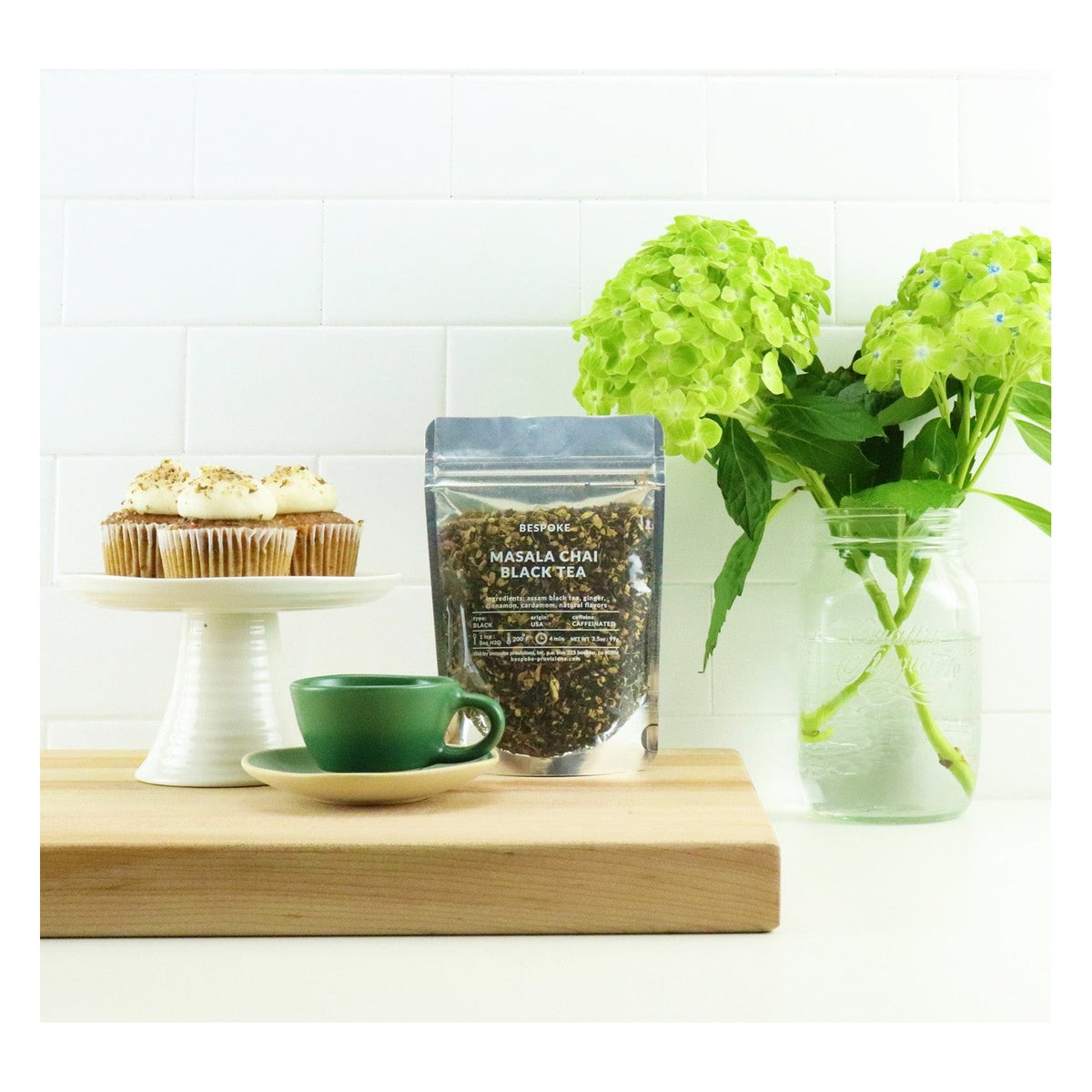 Bespoke Provisions Masala Chai Black Tea, Loose Leaf styled on a table