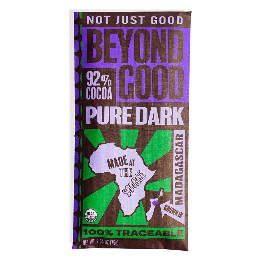 Beyond Good 92% Madagascar Pure Dark Chocolate Bar, front of the package
