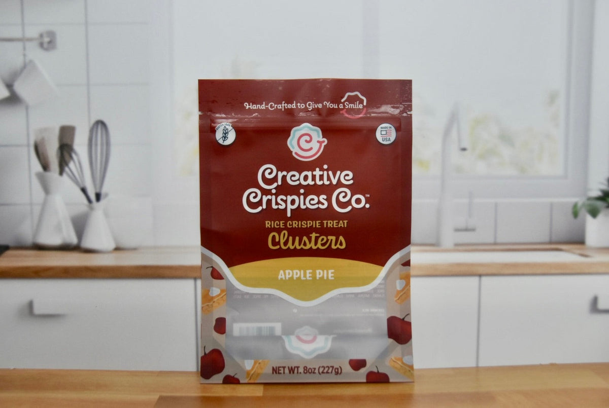 Creative Crispies Co. Apple Pie Crispie Clusters styled on a table