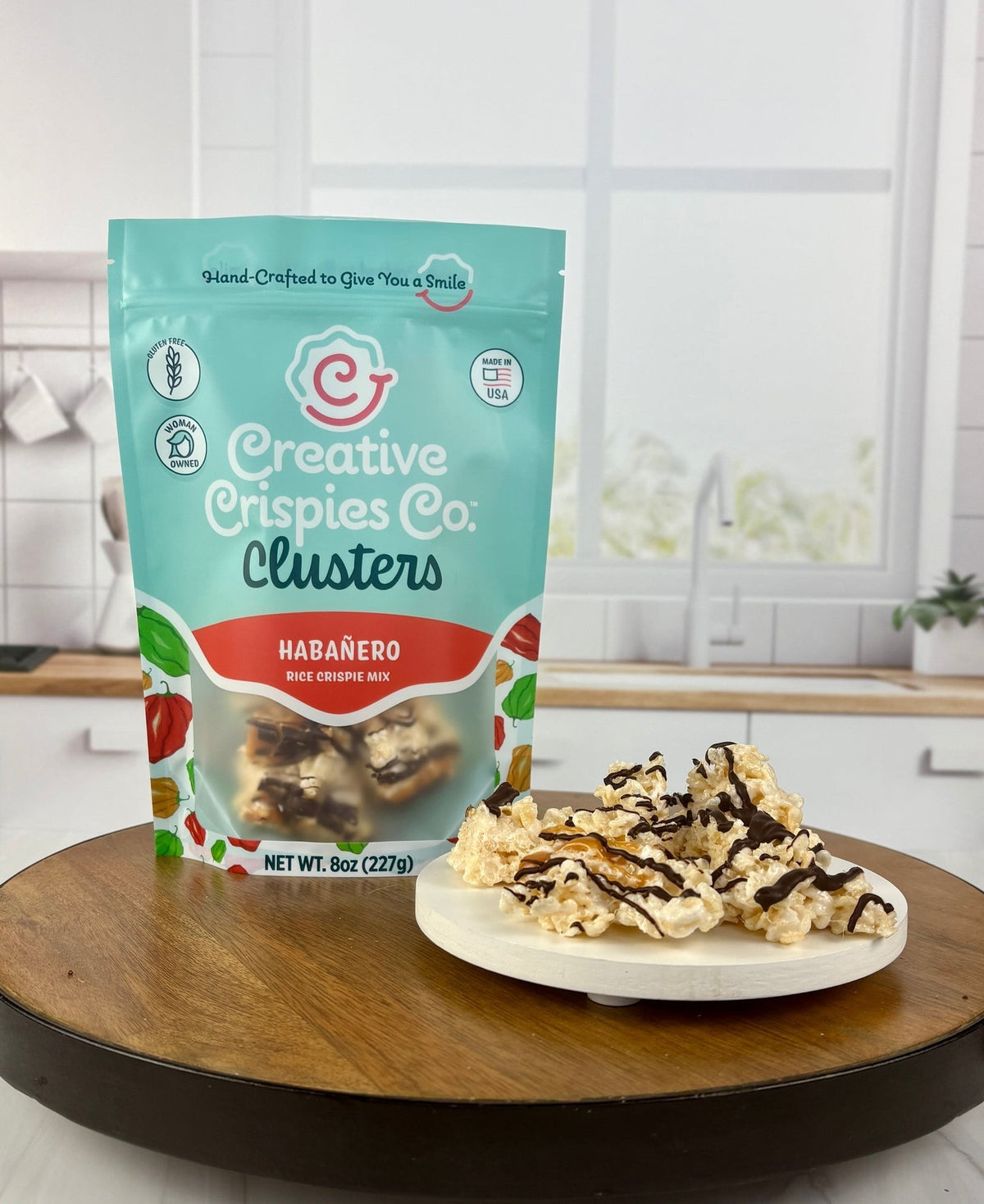 Creative Crispies Co. Spicy Chocolate Habanero Crispie Clusters, front of the package