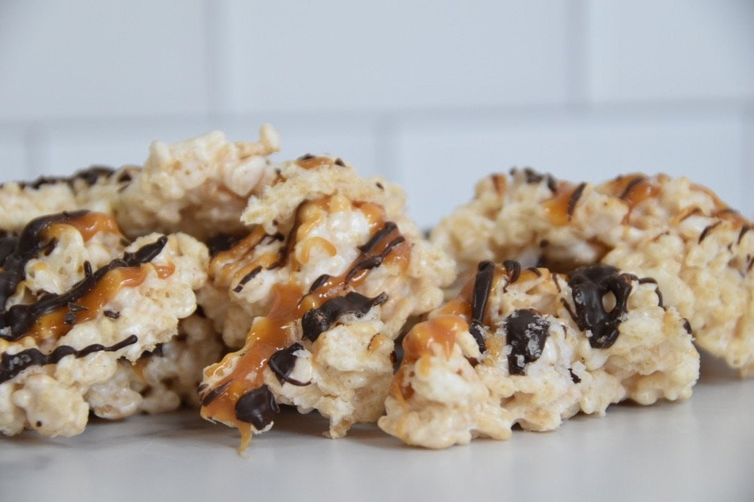 Creative Crispies Co. Spicy Chocolate Habanero Crispie Clusters styled on a table