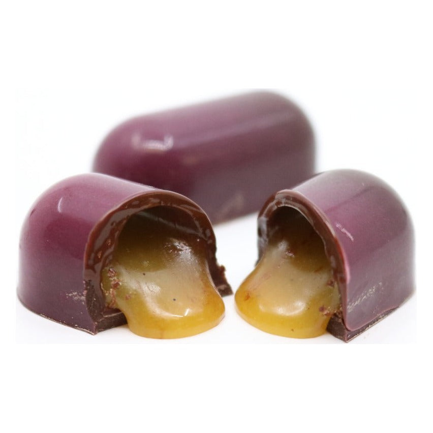 Fruition Chocolate Works Passion Fruit Caramels styled on a table