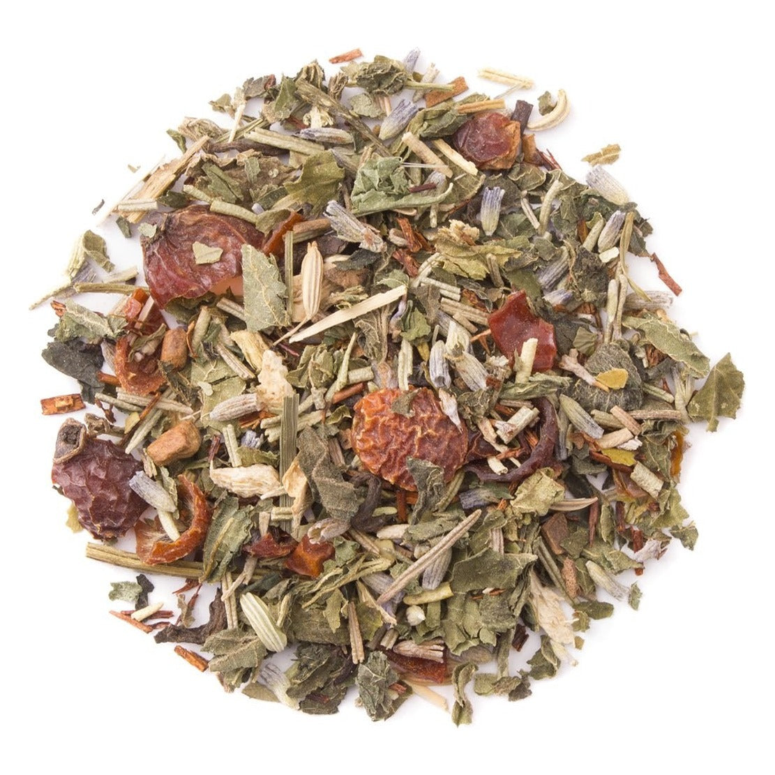 Close-up of Heavenly Tea Leaves Organic Ginger Jazz Tea & Herb Blend, Loose Leaf as it comes out of the package