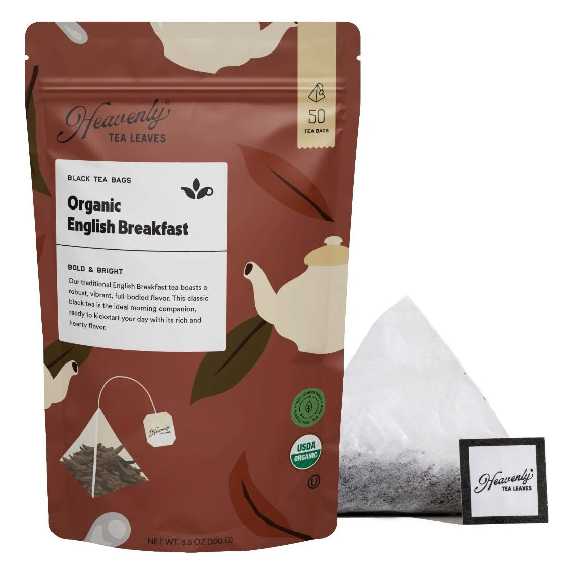 Heavenly Tea Leaves Organic English Breakfast Tea, front of the package