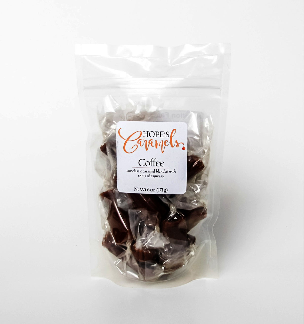 Hope's Caramels Coffee Caramels, front of the package