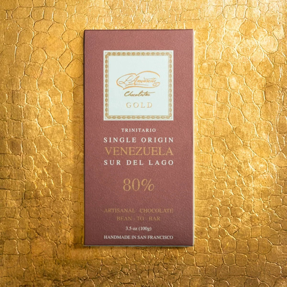 L'Amourette Chocolat Sur del Lago 80% Dark Chocolate Bar, front of the package