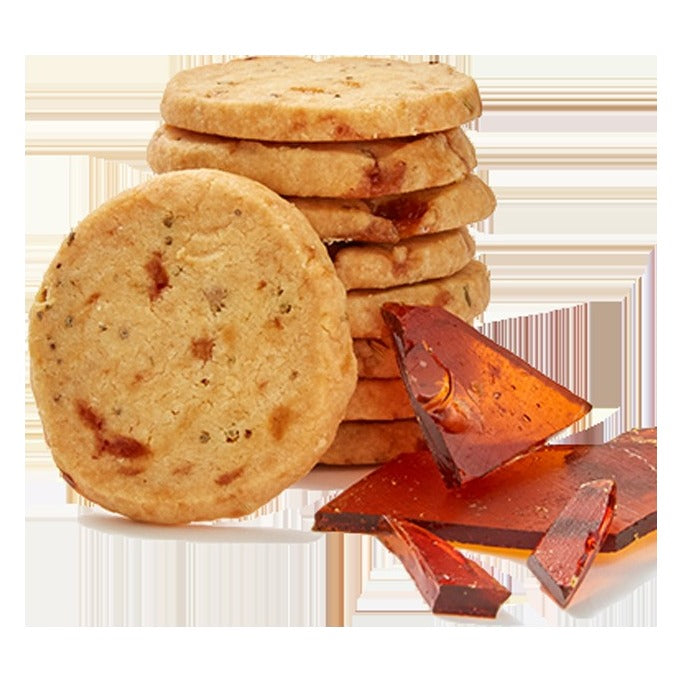 Close-up of Lark Fine Foods Burnt Sugar & Fennel Shortbread as it comes out of the package