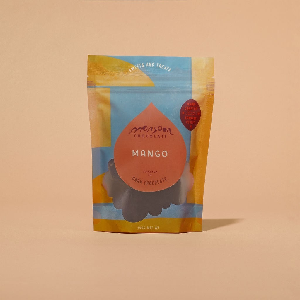 Monsoon Chocolate Dark Chocolate Covered Mango, front of the package