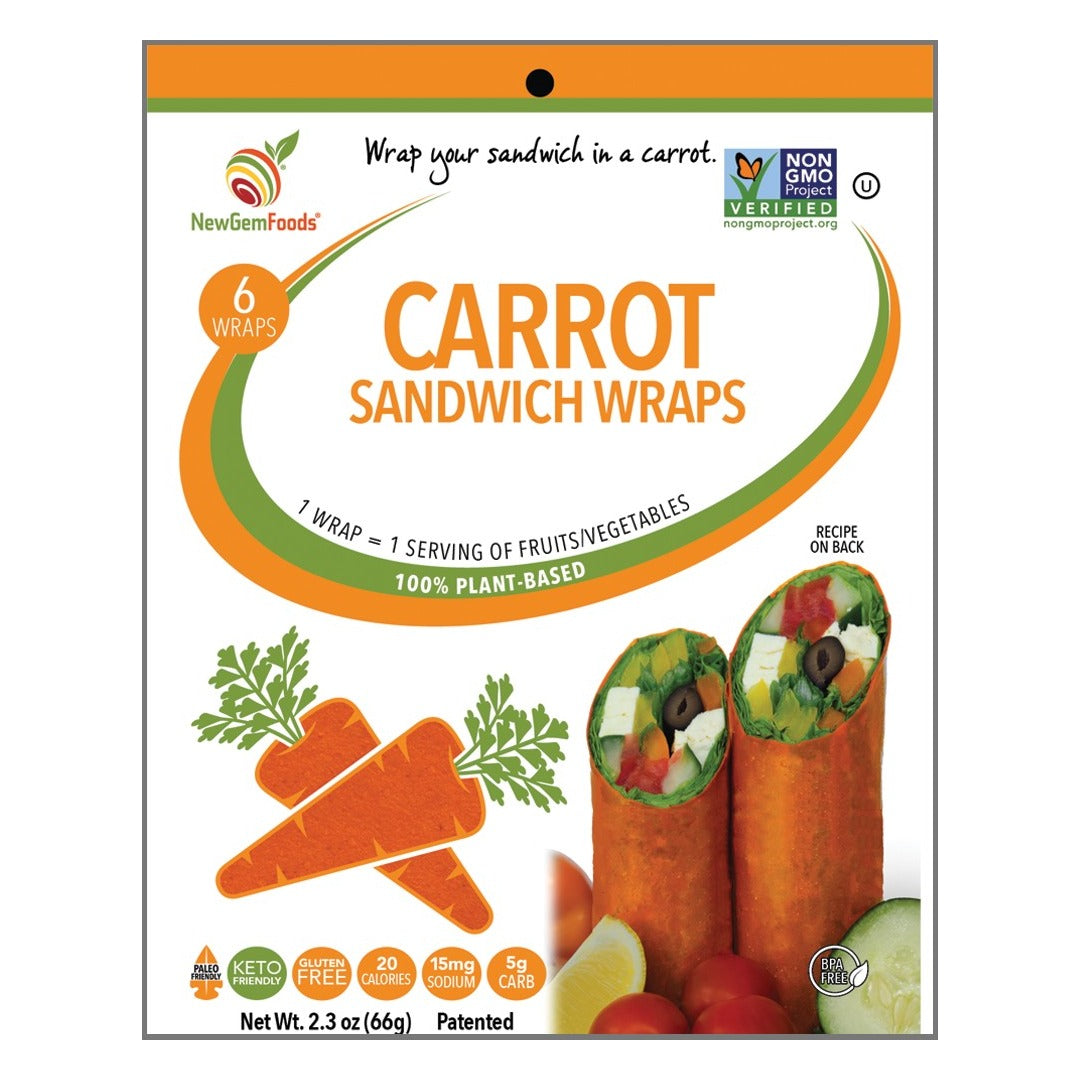 NewGem Foods Carrot Sandwich Wraps, front of the package