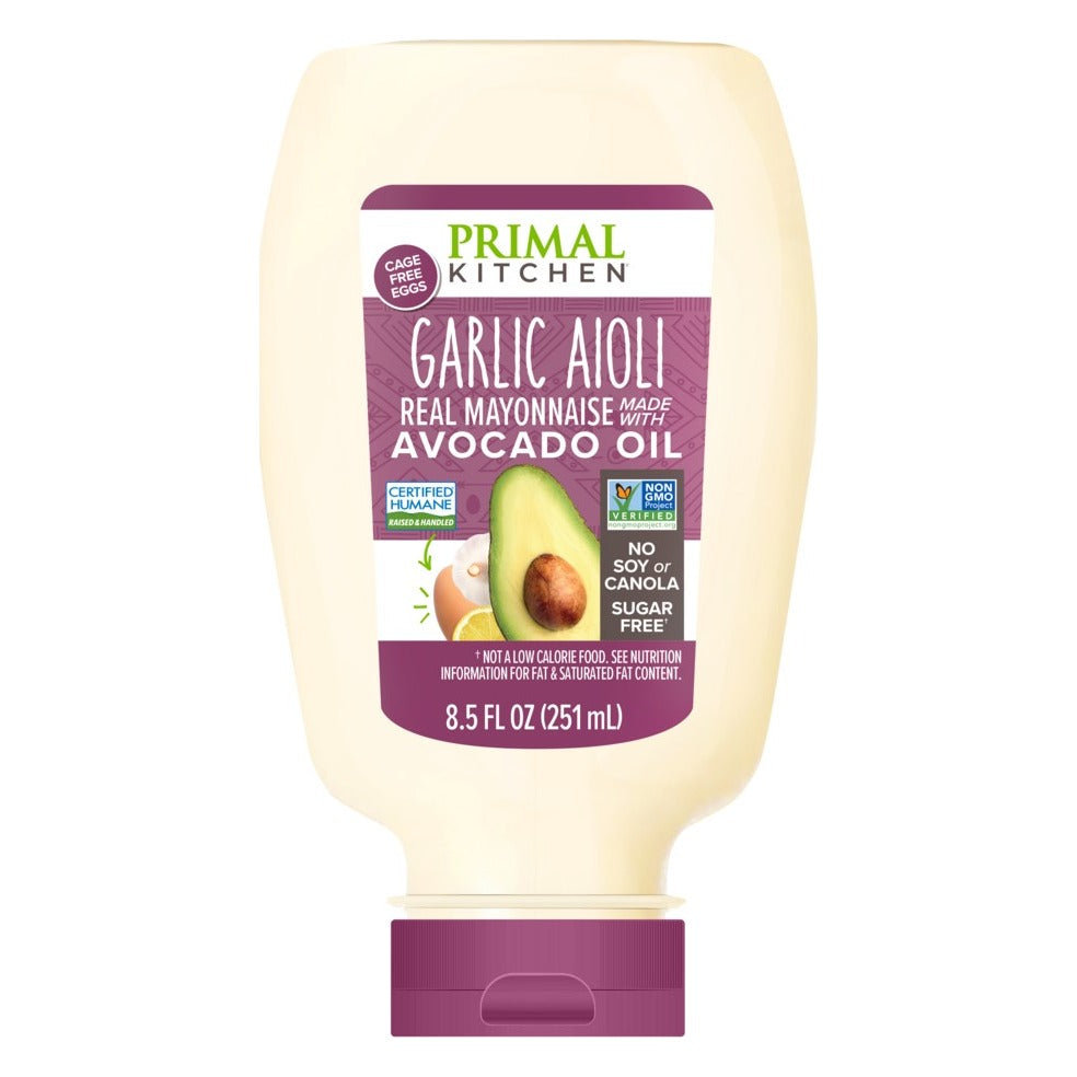Primal Kitchen Squeeze Garlic Aioli Mayo, front of the package