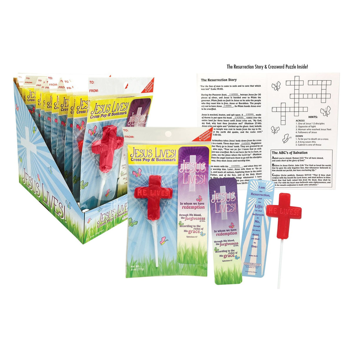 Close-up of Scripture Candy Easter Cross Sampler as it comes out of the package