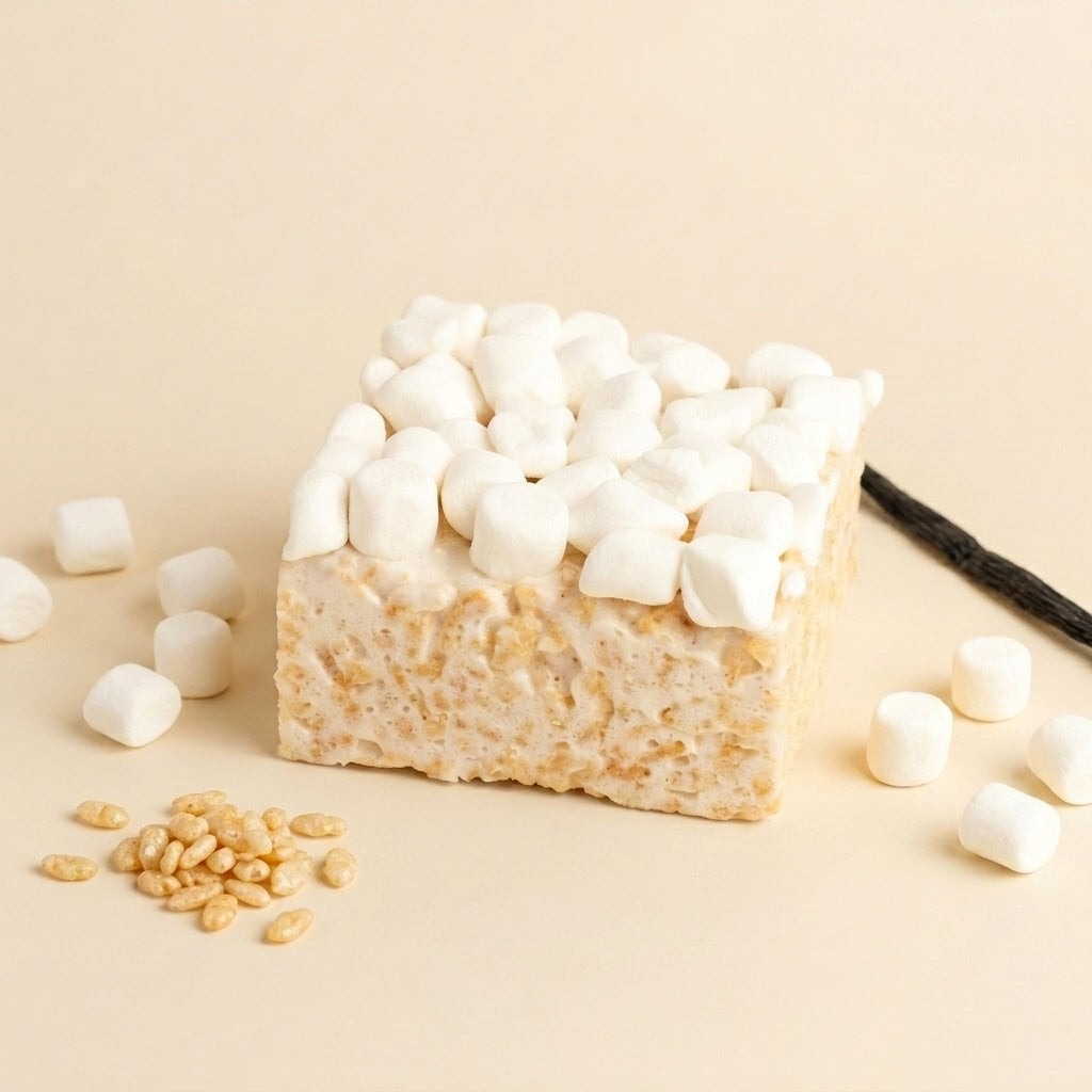 The Crispery Mini Marshmallow Crispycake, Marshmallow Crispy Rice Treat styled on a table