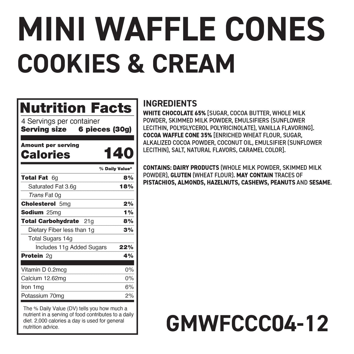 4.24oz Got Milk Mini Waffle Cones GMWFCCC04-12