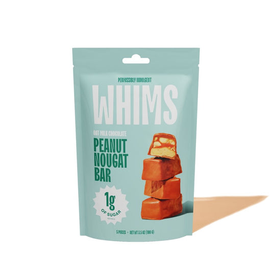 Whims Delights Oat Milk Chocolate Peanut Nougat Bars - Stand-Up Pouch