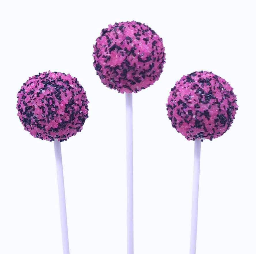 Wild Angel Treats Artisanal Cake Pops | Valentine's Day Black & Hot Pink Crystals - Choc