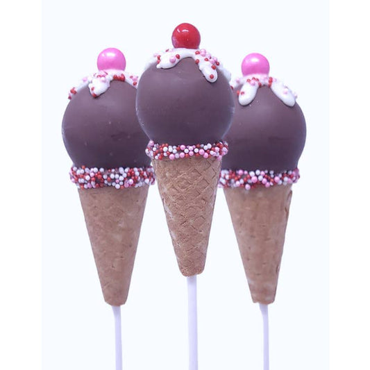 Wild Angel Treats Artisanal Cake Pops | Valentine's Day Ice Cream Cone - Chocolate