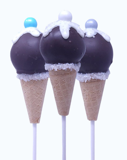 Wild Angel Treats Artisanal Ice Cream Cone Cake Pops | Winter - Chocolate