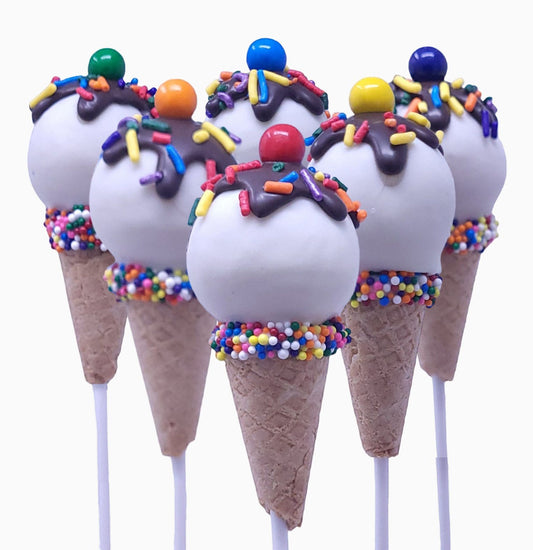 Wild Angel Treats Artisanal Ice Cream Cone Cake Pops | Rainbow Sprinkles - Chocolate