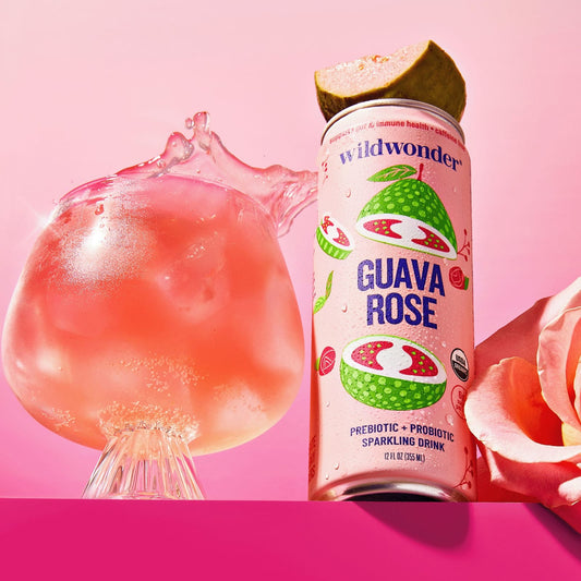 wildwonder Guava Rose Sparkling Prebiotic + Probiotic Drink