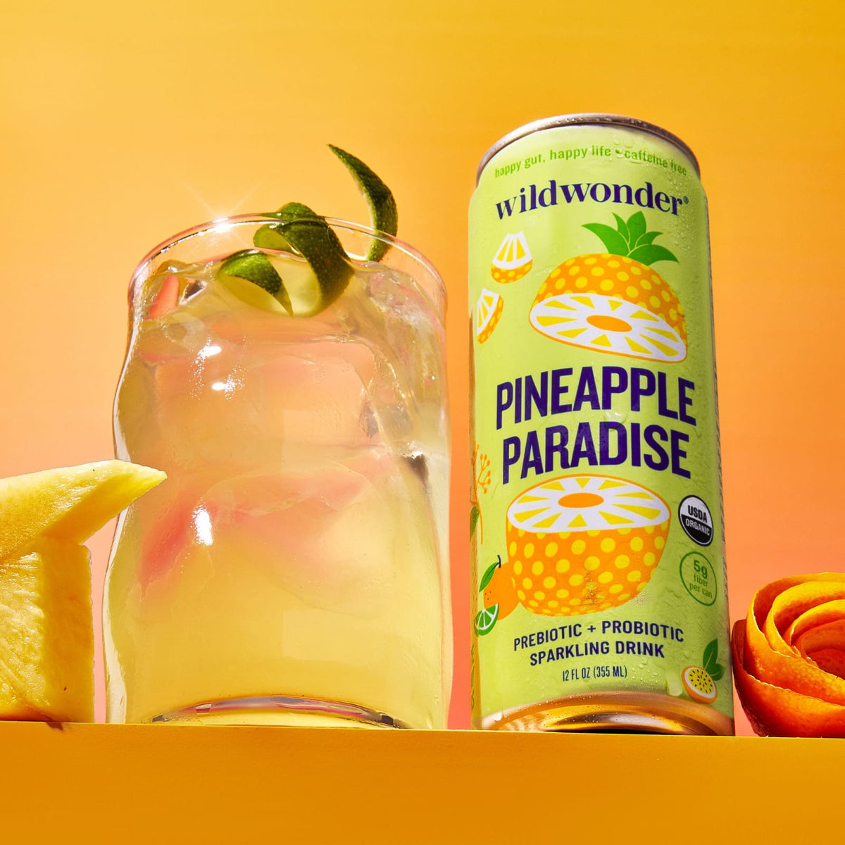 wildwonder Pineapple Paradise Sparkling Prebiotic + Probiotic Drink