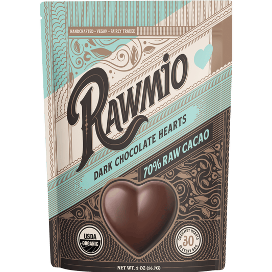 Windy City Organics Raw Chocolate Hearts - 2 oz, Organic Dark Raw Chocolate Hearts - 70% C
