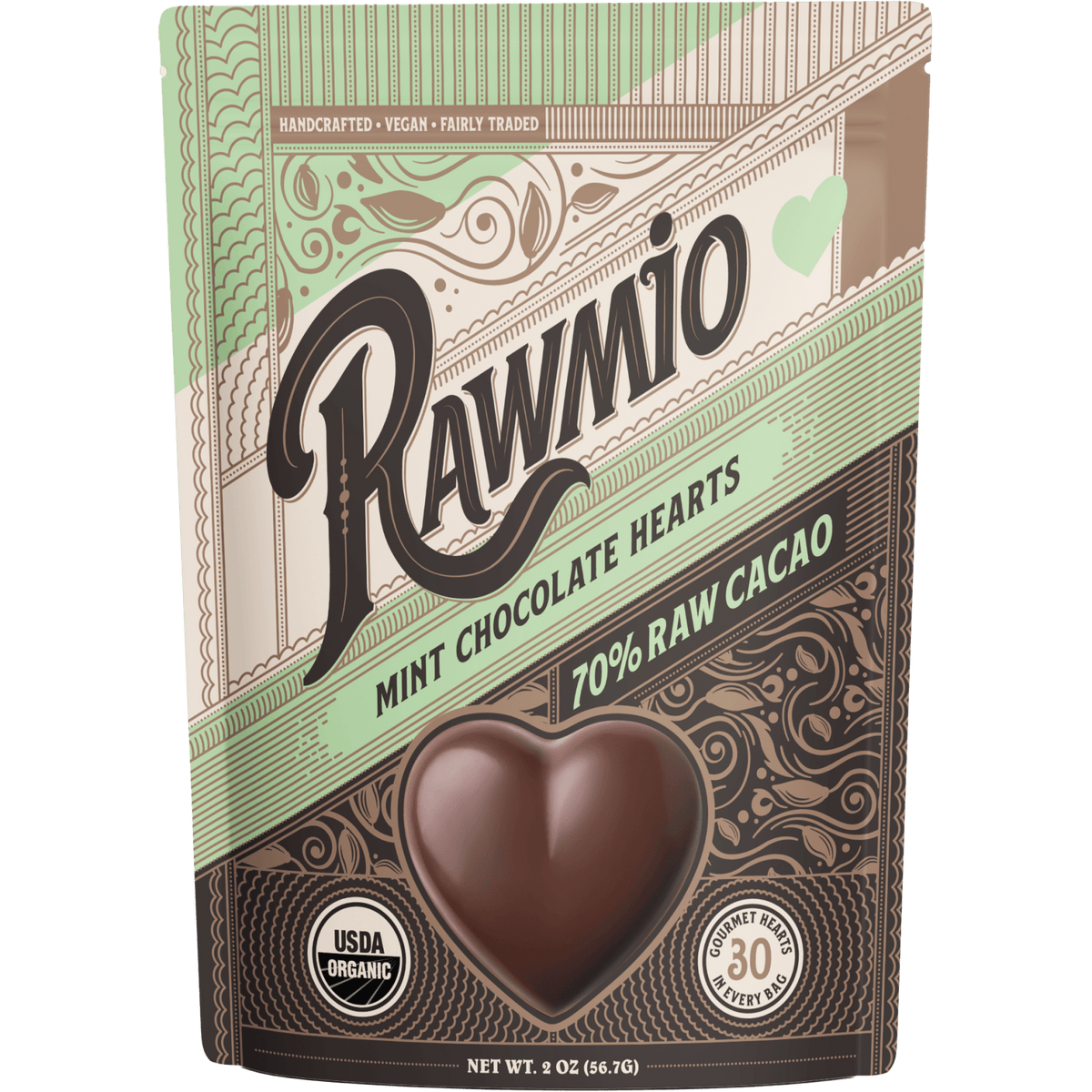 Windy City Organics Raw Chocolate Hearts - 2 oz, Mint