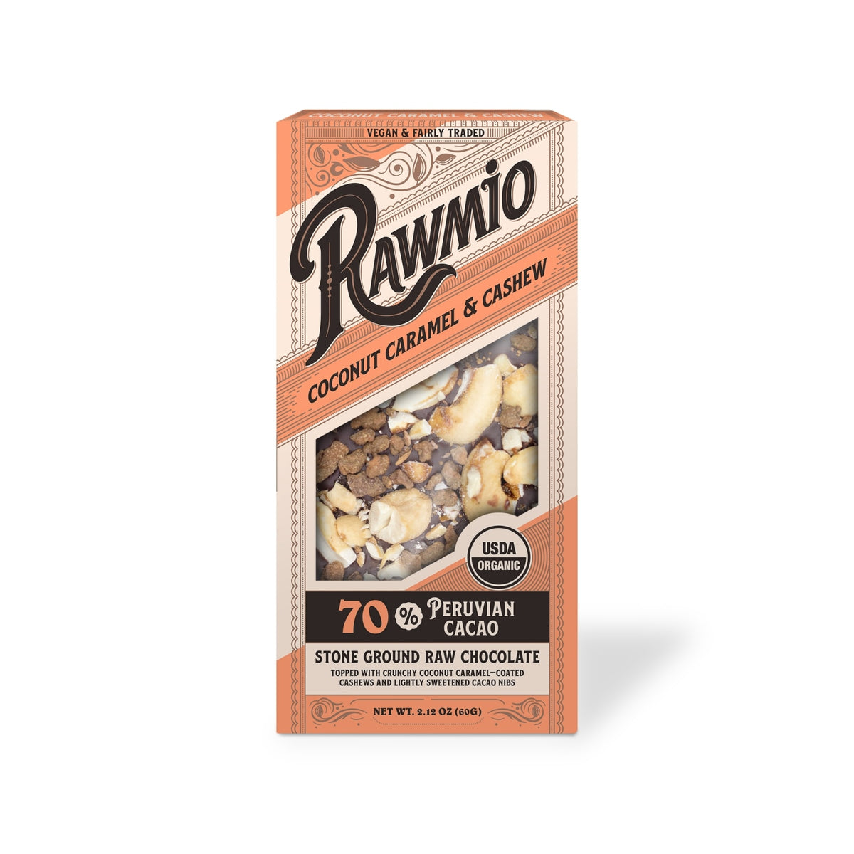 Windy City Organics Chocolate Barks - Organic Coconut Caramel & Crushed Cashew Raw Chocola