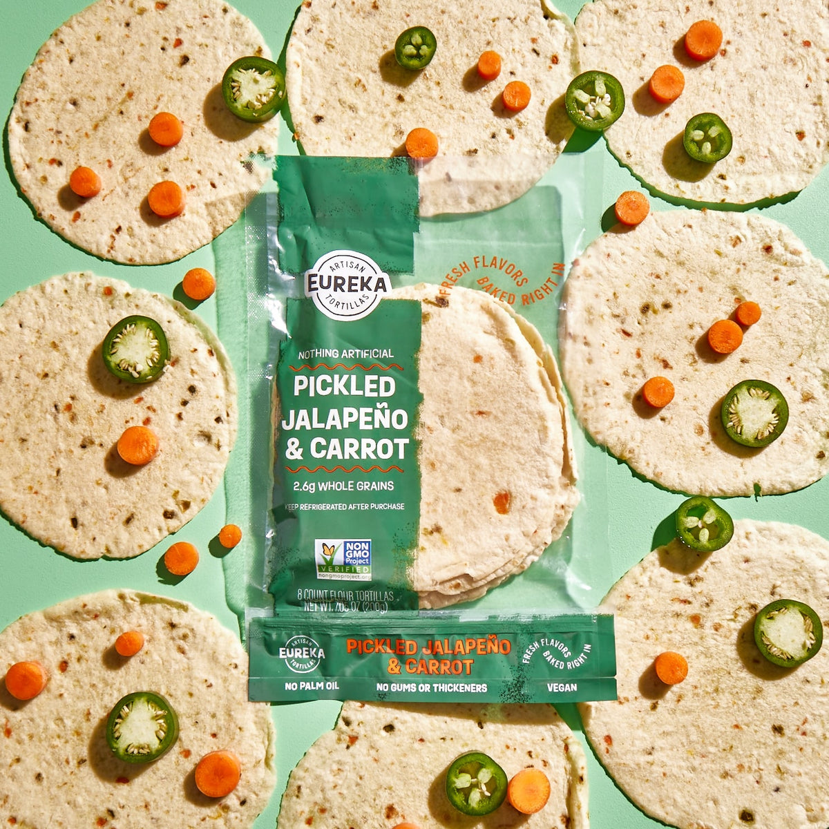 Flour Tortillas (6 inch, 8 Count) Pickled Jalapeno & Carrot