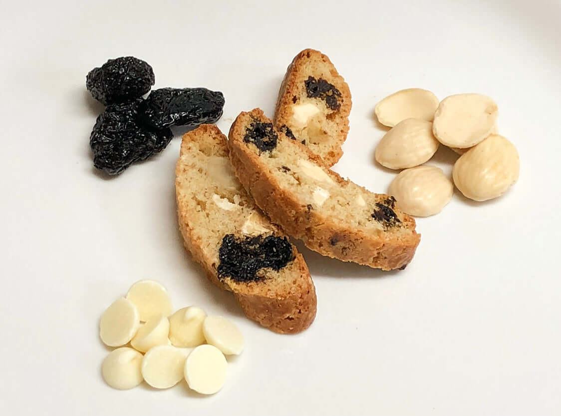 Cherry Almond White Chocolate Biscotti