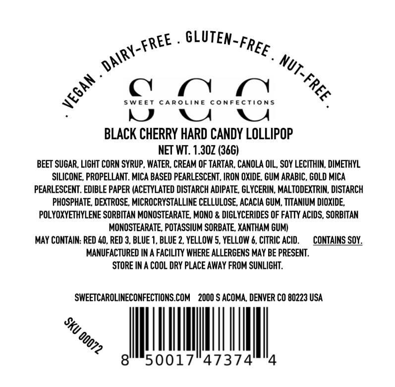 Poinsettia Lollipops, Black Cherry Flavor, 10/Case-VEGAN 00072