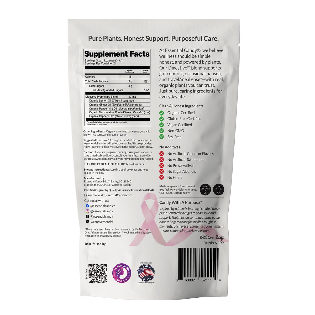 Digestive Organic Botanical Lozenges – Supports Nausea Support, Travel Sickness – Lemon, Ginger, Peppermint, Slippery Elm – Gluten-Free, Non-GMO, Vegan* ECSBD003 - 4