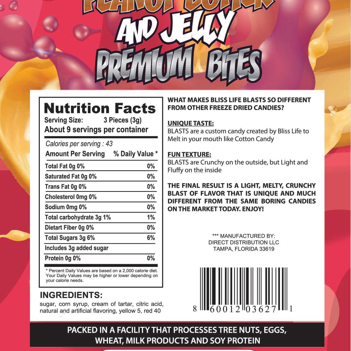 PB&J Premium Bites - Premium Freeze Dried PB&J Candy 30ctpbjstrawberry