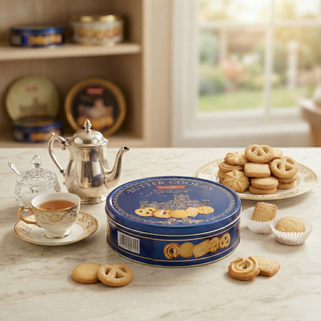 Bakemate Assorted Butter Cookies Tin, Traditional Danish Fiesta Holiday Cookie Gift Basket 84113X1