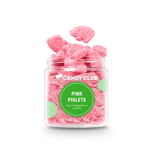 Candy Club Pink Piglets berry gummy candy in a 6 oz cup