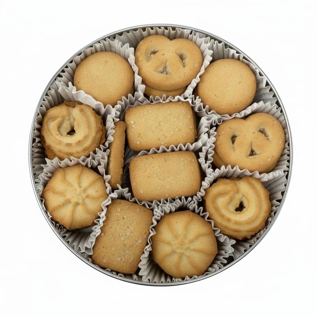 Bakemate Assorted Butter Cookies Tin, Traditional Danish Fiesta Holiday Cookie Gift Basket 84113X1