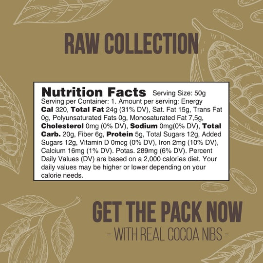 Organic Raw Chocolate Bar - 77% with Cocoa Nibs
