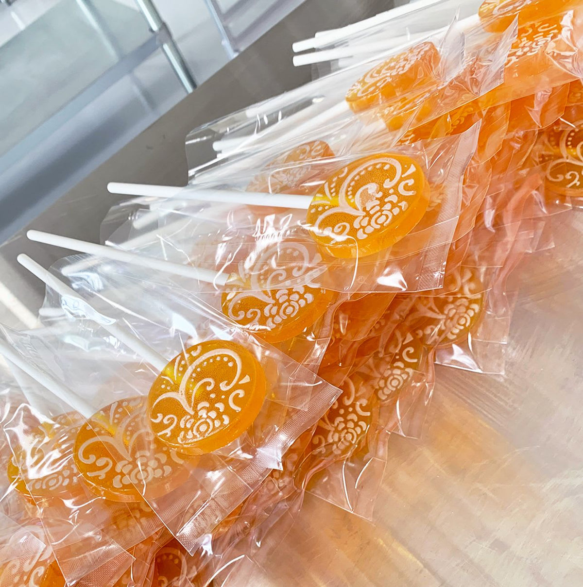 Mango Fruit Cream Lollipops with Candied Vanilla Frosting MANGO