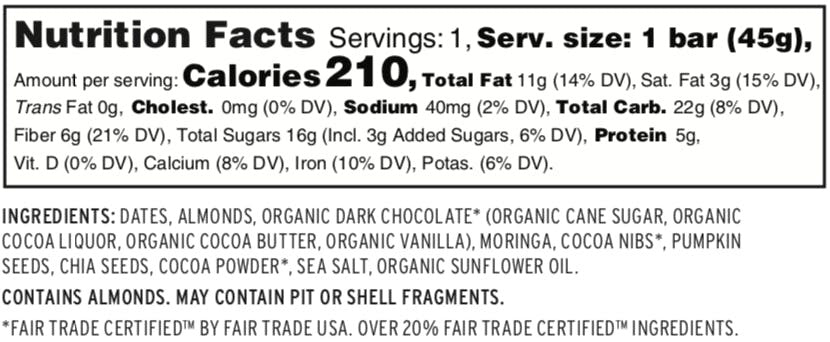 Barre Énergétique Moringa Chocolat Noir